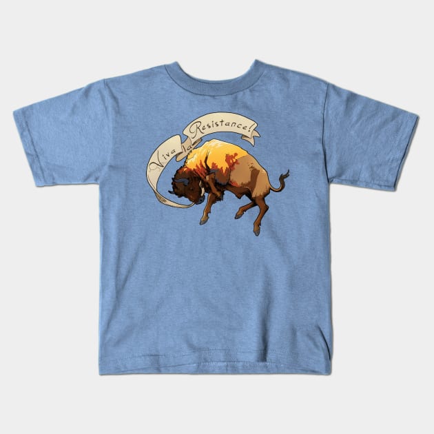 Resistance Bison Kids T-Shirt by charamath